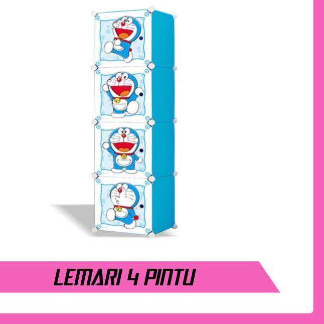 ✴ Lemari Pakaian Plastik Portable 4 Pintu lemari Serbaguna lemari hemat tempat lemari multifungsi ♦