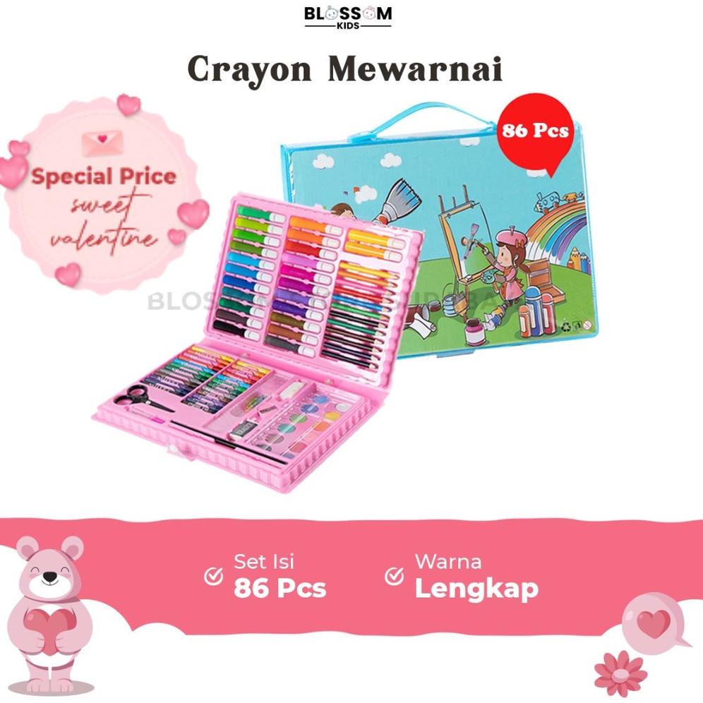 

L21 Crayon Anak Set Koper 86Pcs In 1 Krayon Mewarnai Anak - Blossom Kids PROMO SPESIAL FRK31