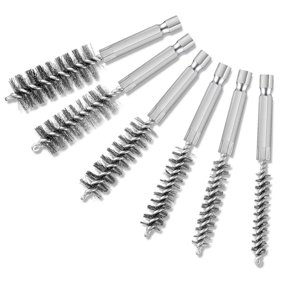 Lanfy Bore Wire Brush Polishing Power Tools 1per4inch Poles Pembersih Pipa Wire Pipe Brush Sikat Bor Penghilang Karat