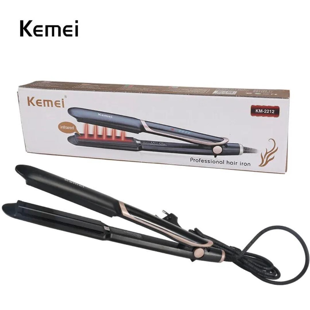 Kemei km-2212 Catokan Pelurus / Pengeriting Rambut Bahan Besi dengan Infrared