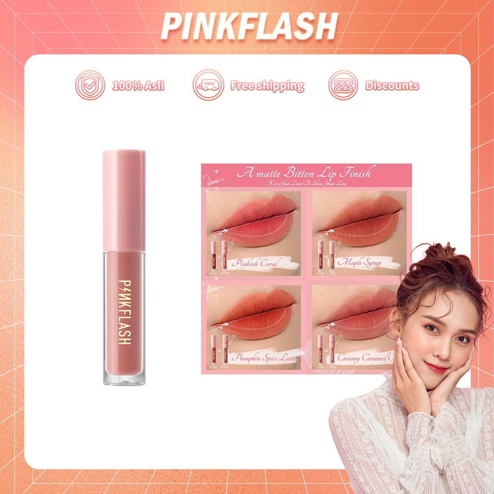 PINKFLASH Lipstik Warna Bibir Matte Lipstik Lembut Tahan Lama Pelembab Pigmentasi Tinggi 21 Colors Kosmetik Pelembab Lip