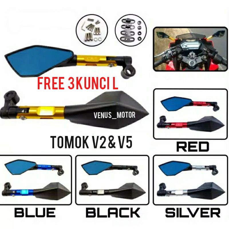 spion tomok full cnc spion tomok v2 &amp; v5 universal semua motor spion variasi cbr ninja vixion nmax aerox pcx gsx