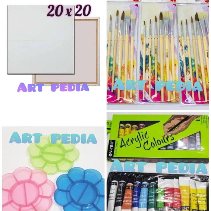 

DISKON SHOPEE/ Paket Kanvas Lukis 20x20 (kanvas+kuas+palet+cat akrilik)