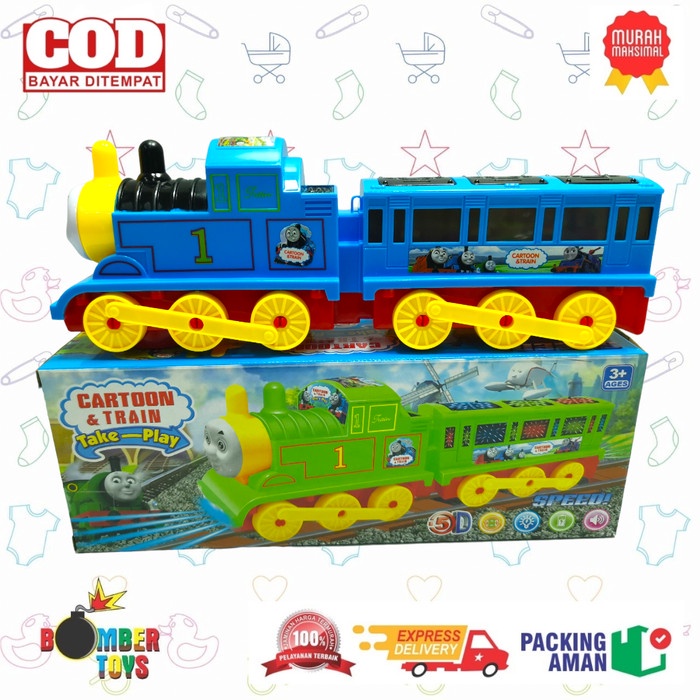 MAINAN ANAK KERETA API GERBONG TRAIN BATERAI JALAN LAMPU 3d KADO UNIK