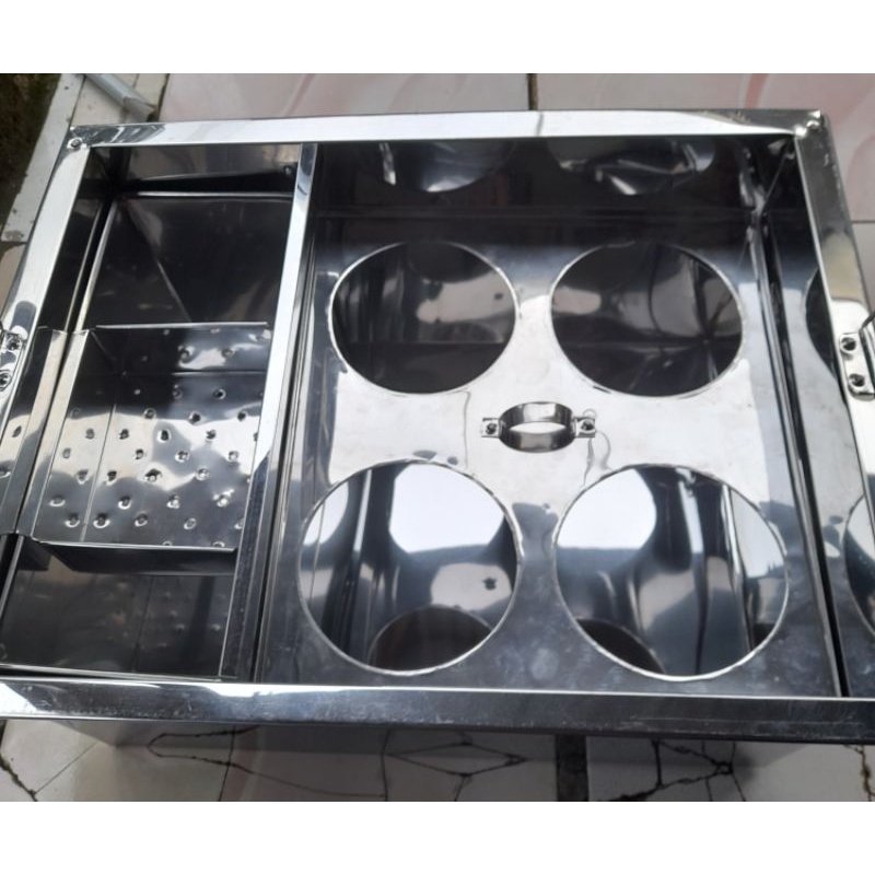 Dandang mie kocok kotak lubang 4 stainless | Tong mie ayam