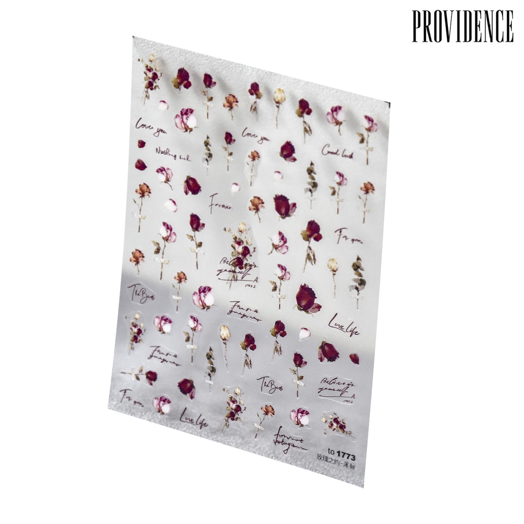 Providence Nail Patch Tidak Luntur Self-adhesive Pasta Mudah DIY Efek 5D Gaya Jepang Lucu Nail Art Rose Stiker Perlengkapan Kuku