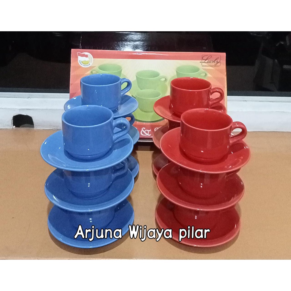 Cangkir Lepek Set swan series warna lucky KHUSUS GOSEND