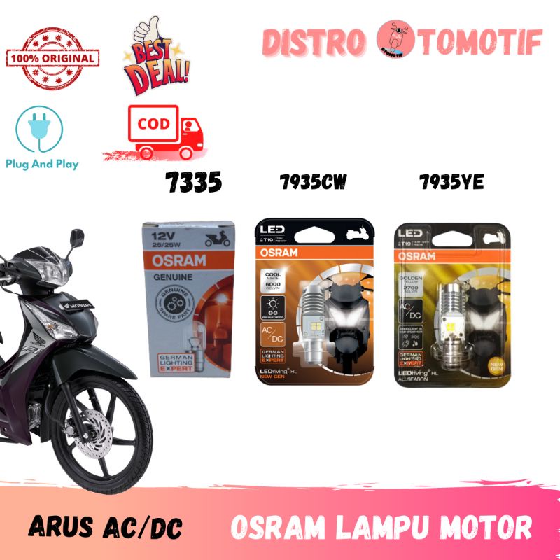 Lampu Motor led Motor osram  T19 Puth, Kuning Honda Supra X 125, FI, FI Helm In Original AC DC
