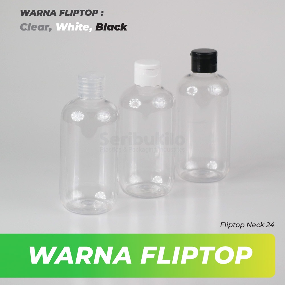 Botol Fliptop SBR 250 ml/Botol PET SBR 250ml Clear - Fliptop Clear/Putih/Hitam