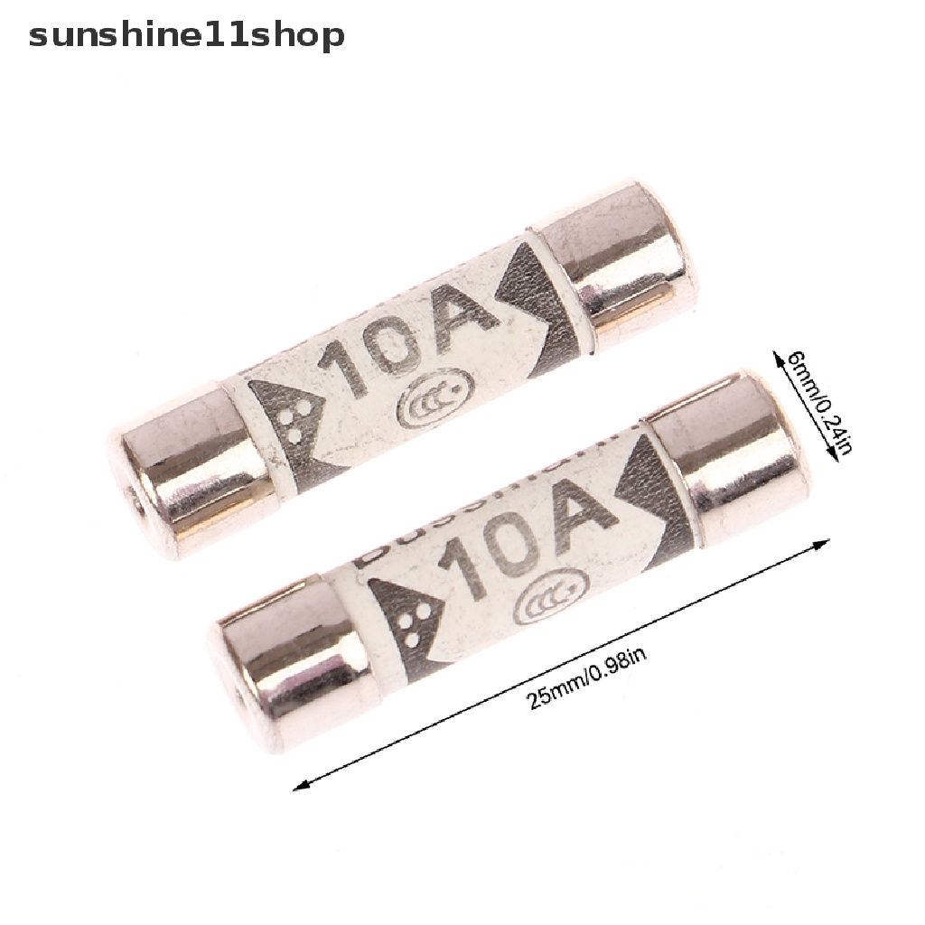 Sho 2PCS 6x25mm 3A/5A/10A/13A Plug Top Fuse Colokan Listrik Ceramic Fuse Tube N