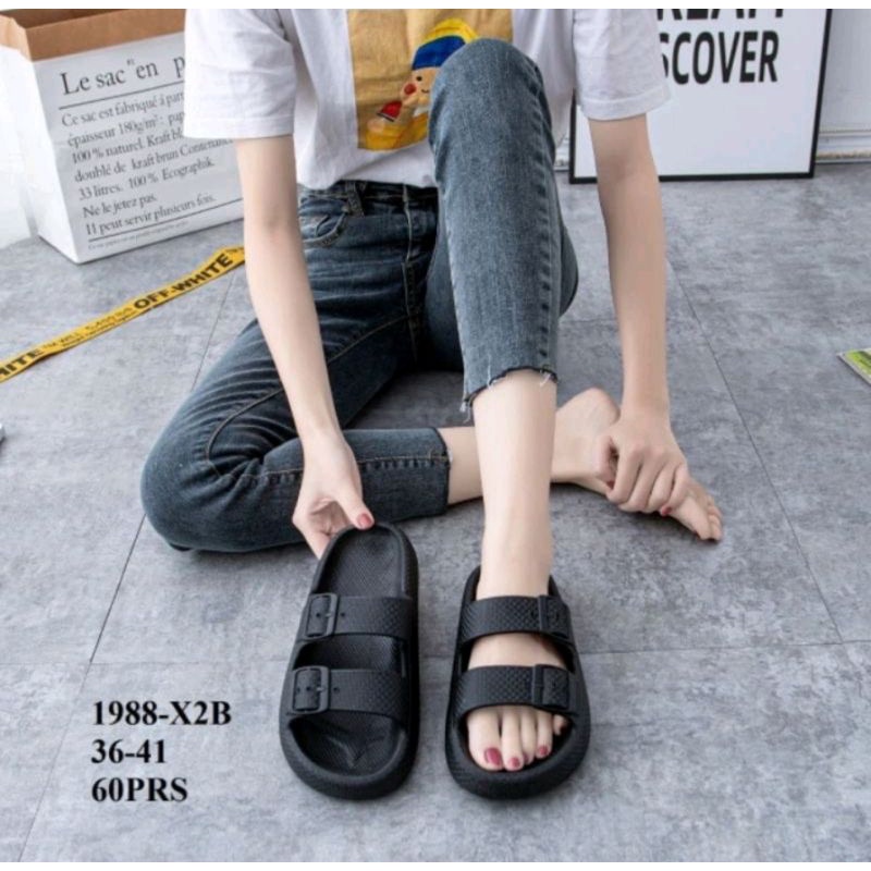 Sun-YULIET Sandal Jelly Import Double Ban Kasual