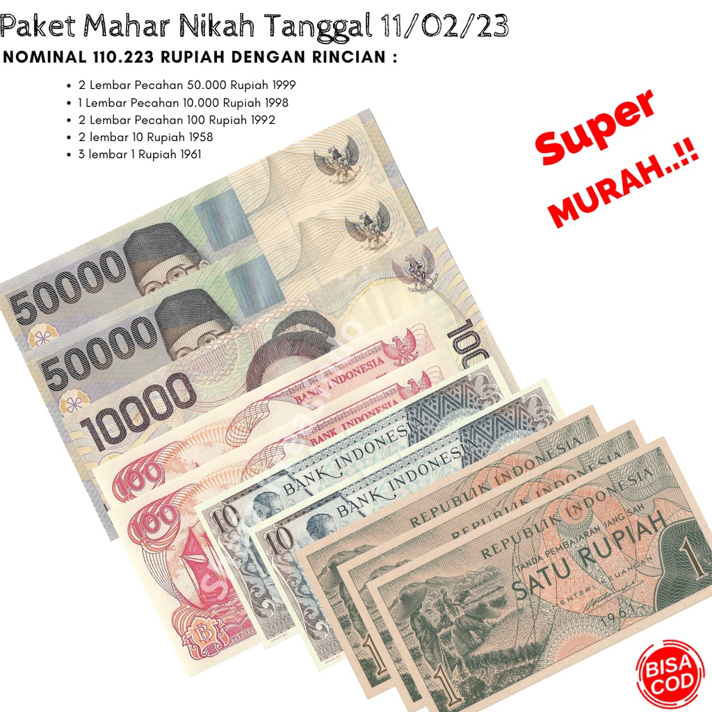 Paket Uang Mahar Nikah FEBRUARI 2023/Uang Kuno Uang Lama/ASLI/MAHAR NIKAH/INDONESIA/