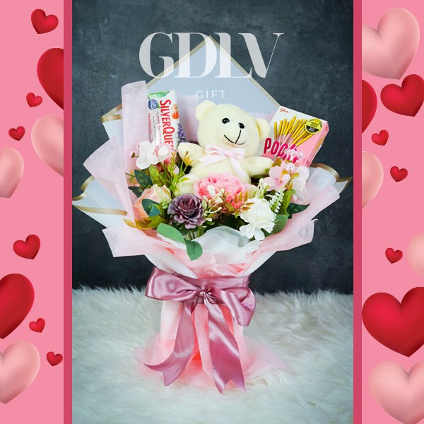 

Buket Bunga Coklat Valentine Hand Bouquet-B