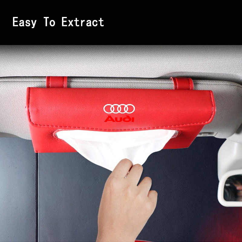 Audi Tempat Penyimpanan Tisu Sun Visor Mobil Auto Paper Towel Leather Tissue Box Untuk A3 8l A1 Q5 TT mk2 A5 A4 B7 B8 B5 A6 C7 C6 Q7 Q3 RS3