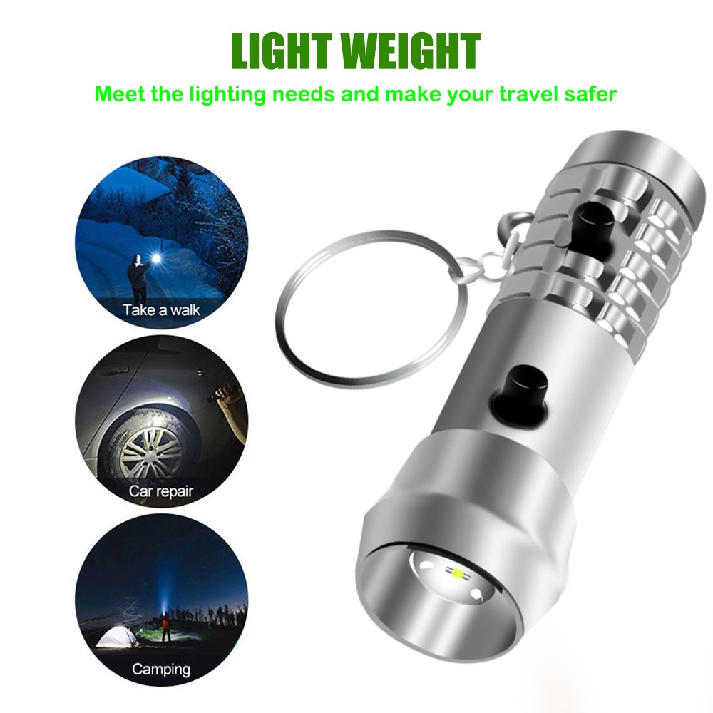 Gantungan Kunci Lampu Saku Lampu UV LED Senter Emergency Senter Genggam Kualitas Tinggi USB Rechargeable Mini Light Tahan Air Untuk Camping Outdoor