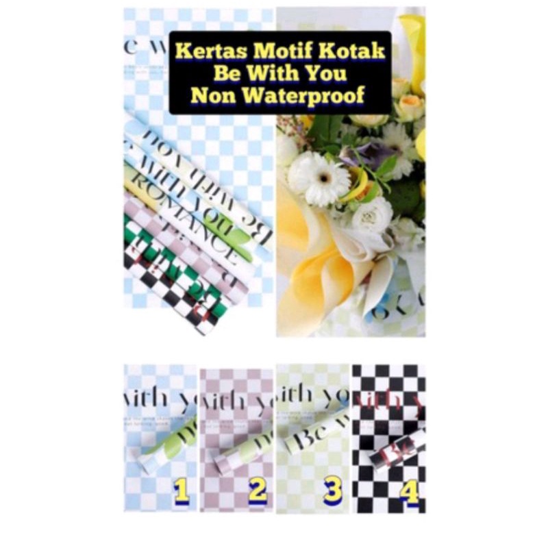 

FREE PACKING Kertas Buket Motif Kotak Be With Yuo Kertas Buket Non Waterproof Plaid Cellophane Kertas Buket Motif Kotak