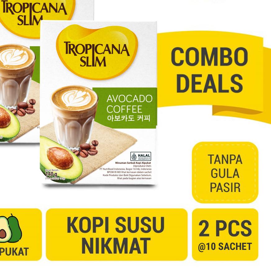 

➴ Twin Pack - Tropicana Slim Avocado Coffee 10 Sachet - Kopi Susu Nikmat Tanpa Gula Pasir ➼