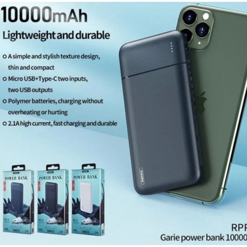 Remax Portabel Power Bank Lango Series RPP 96 kapasitas 10.000 mAh