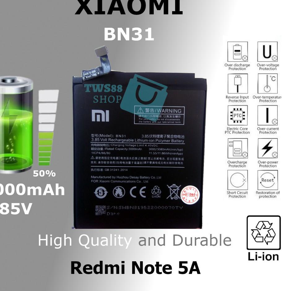 Update Populer (TWS)  Batre Battery Xiaomi Redmi Note 5A/5A Pro/S2/ Mi A1 /BN31