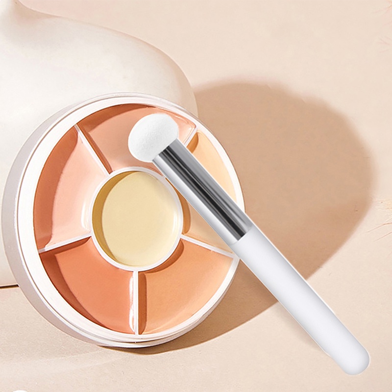 Sikat Concealer Spon Bulat Kepala Jamur Kecil/Brushes Eye Shadow Halus Batang Putih