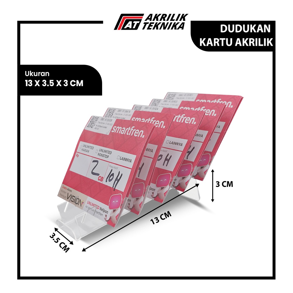 DUDUKAN KARTU PERDANA / VOUCHER AKRILIK 13 X 3,5 x 3 cm 10 SLOT