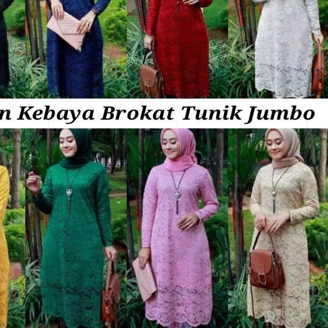 ❃ Atasan kebaya brokat tunik jumbo / kebaya tunik hitam /kebaya tunik navy /kebaya brokat ☺