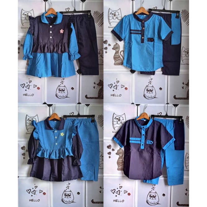 SETELAN COUPLE  MUSLIM ANAK COWOK DAN CEWEK 1-11 TAHUN | SETELAN SERAGAM TPQ TPA TK RA SEKOLAH DLL