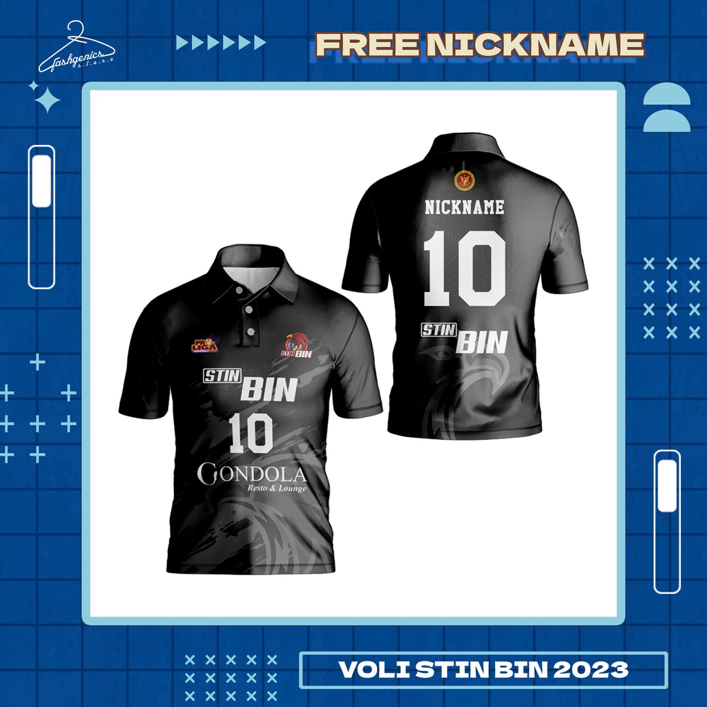 Kaos Polo Wangki Voli ProLiga Jakarta STIN BIN 2023 Hitam Custom Full Printing