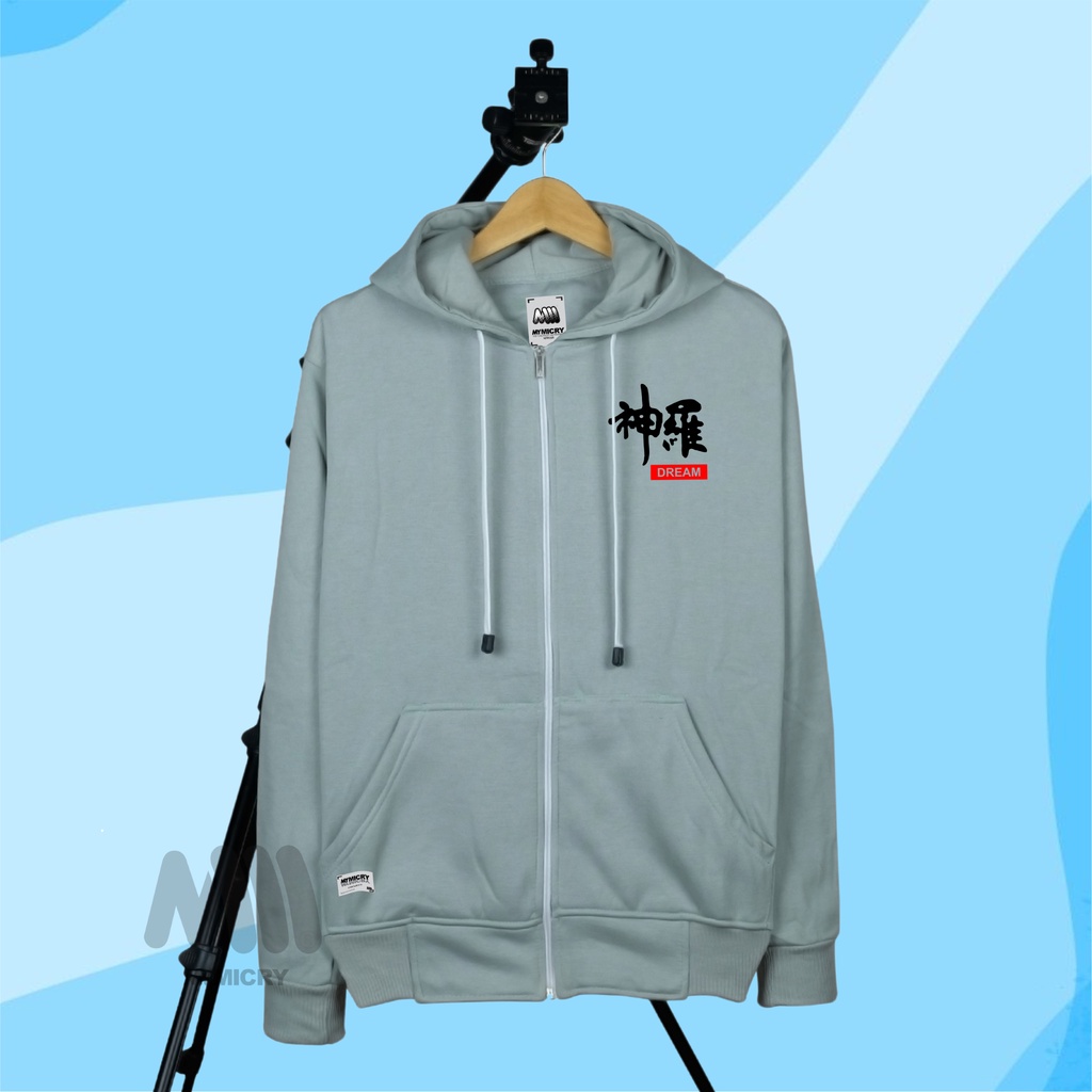 [COD] Hoodie Zipper Pria Hijau Mint JPN Dream Mymicry Brand Original Distro Terlaris Bahan Katun Fleece Tebal Lokal Berkualitas