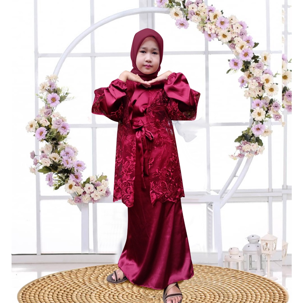 Lucianna Kid/Gamis Pesta Anak-Anak/ Dress Set Cardi Outer Anak Tanggung/Fashion Muslim/Model Kekinian