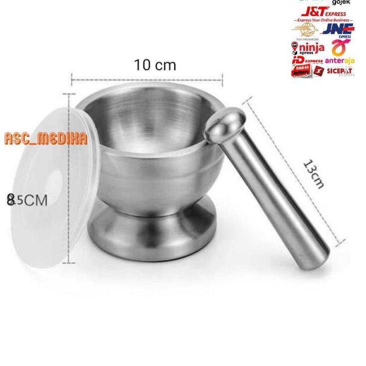 New -  Mortar Penumbuk Obat 10cm Stainless Steel / Alat Penumbuk Obat / Lumpang Serbaguna Stainless 