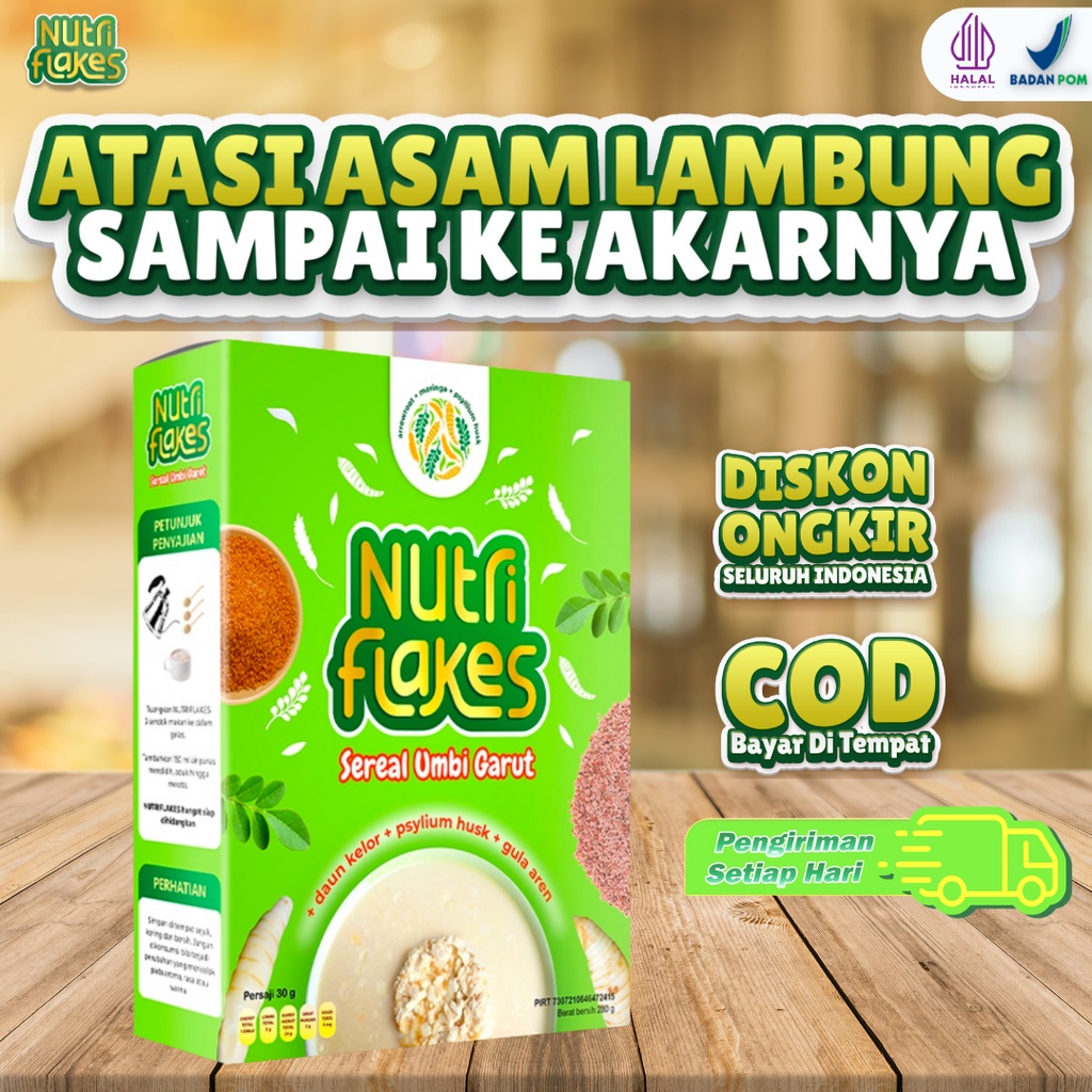 

NUTRIFLAKES sereal umbi garut, dengan psyllium husk, ampuh sembuhkan asam lambung naik, maag kronis, dan gerd, Sudah BPOM, Halal MUI, bisa COD Bayar diTempat