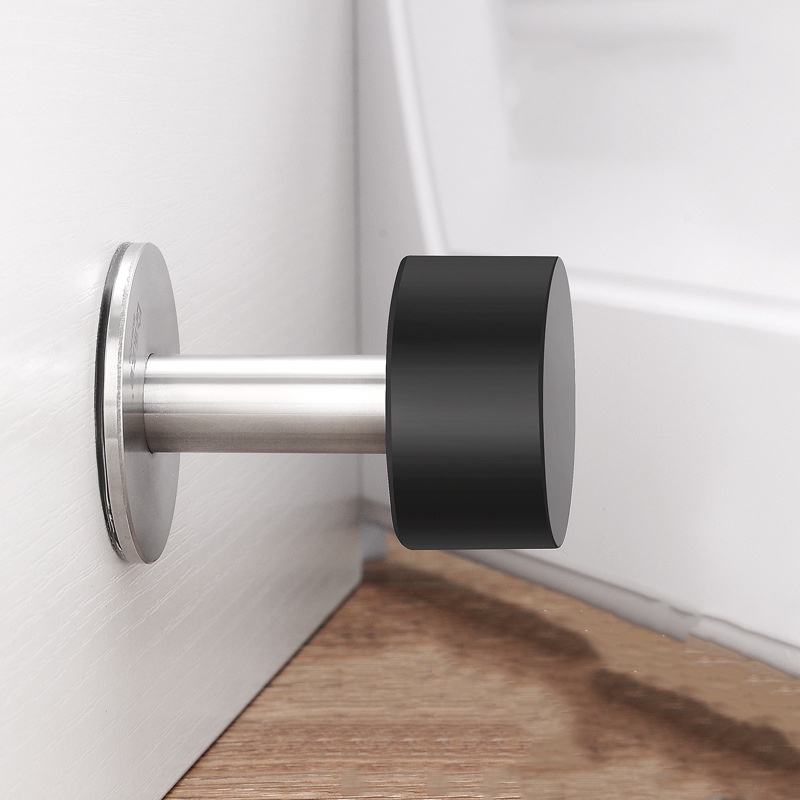 Non Punch Door Stopper Self Adhesive Heavy Duty Stainless Steel Stopper Dengan Peredam Suara Bumper Karet Pelindung Lantai Door Stop Perlengkapan Rumah