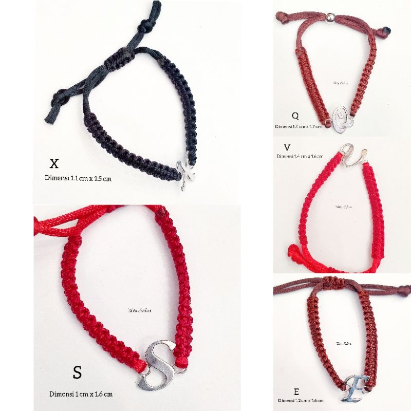 Gelang Tali Huruf X S V Q E Latin Manis Simpel