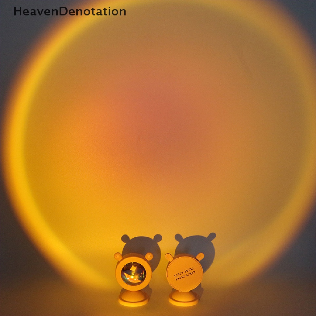 [HeavenDenotation] Mini Sunset Cahaya Suasana Ins Proyektor Foto LED Hujan Fajar Meja Lighg Dekorasi Kamar Portable USB RGB Lampu Malam HDV