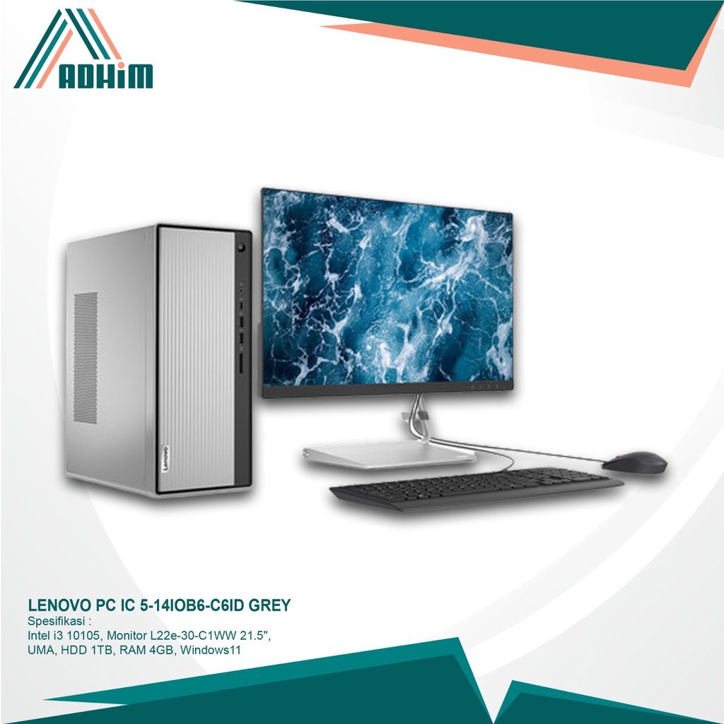 LENOVO DESKTOP IC 5 14IOB6 - C6ID (GREY) CORE I3 4GB 1TB HDD 21,5 Inch