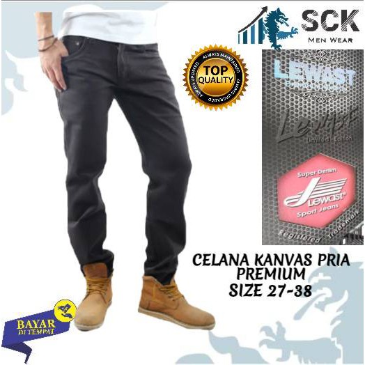 SCK - Celana Panjang Pria LEWAST JEANS HITAM ukuran 28-38 / Celana Kerja Pria Formal Basic - sckmenwear GROSIR