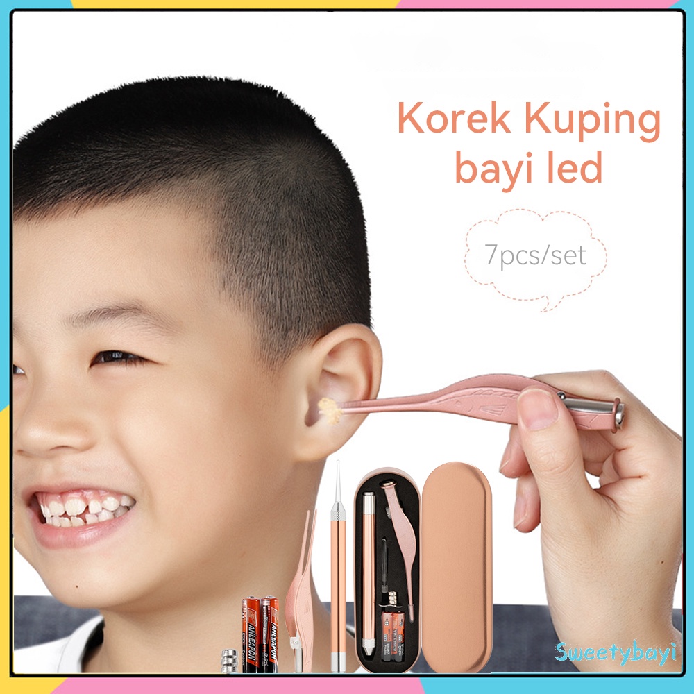SweetyBayi Pembersih telinga korek kuping led ear spoon earpick 7 pcs Ear cleaning endoscope