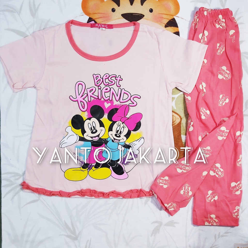 BAJU TIDUR MINNIE SETELAN ANAK PEREMPUAN LENGAN PENDEK