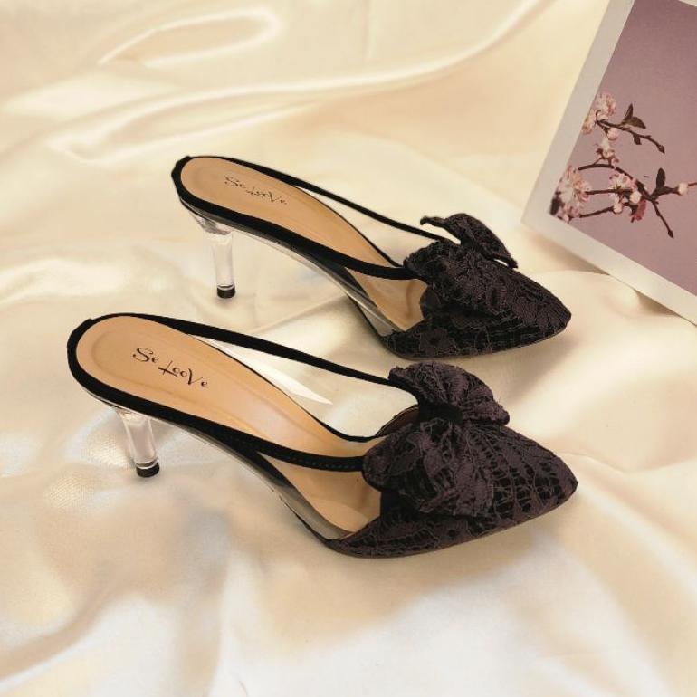 MENARIK Arlaine- Imelda High Heels Wanita / Sepatu Heels Wanita / Heels Brukat Kaca / Heels 7cm / He