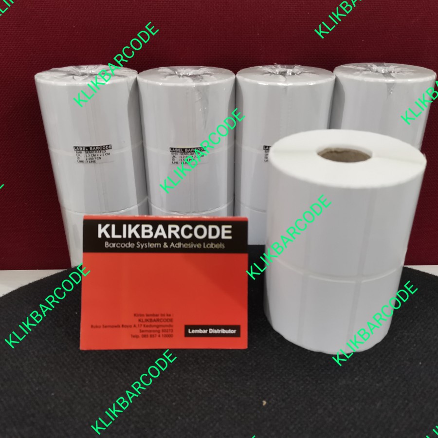 

MURAH KERTAS STICKER LABEL SEMICOATED - BARCODE 52 X 25 - 2 LINE - 2.500 PCS MURAH