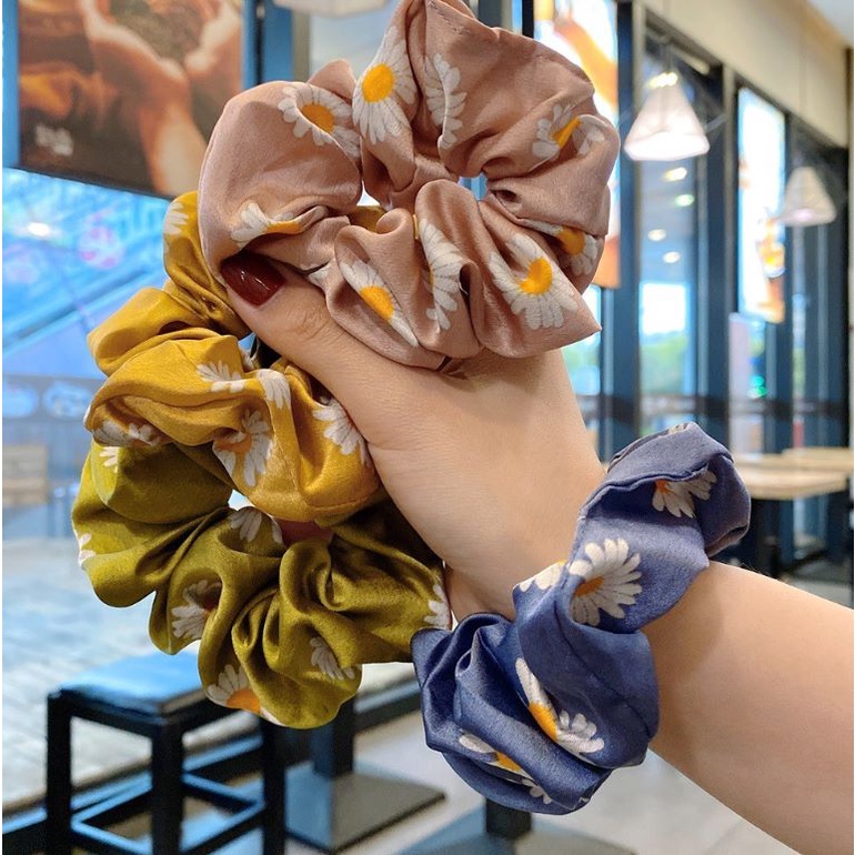 Ikat Rambut Scrunchie Jepang Bunga Daisy Hair Band Accessories J203