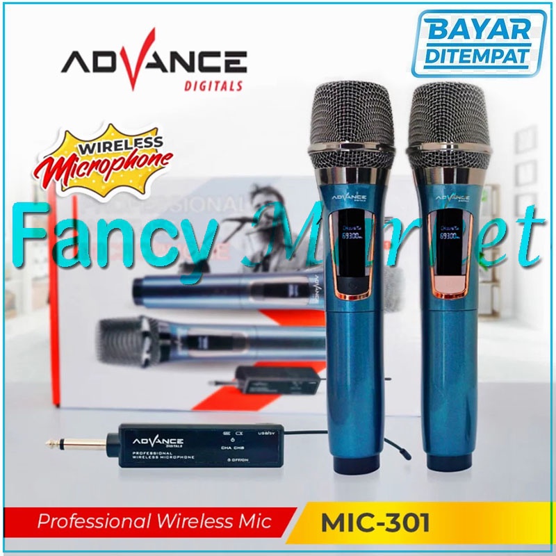 TERBARU Advance MIC-301 Microphone Wireless Double 2 Mic Karaoke Nirkabel Ori