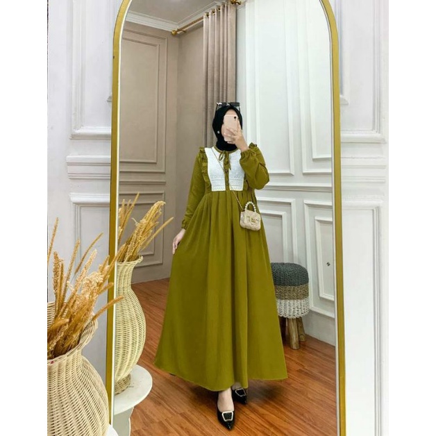 Fasya  gamis crinkle airflow combi brokat