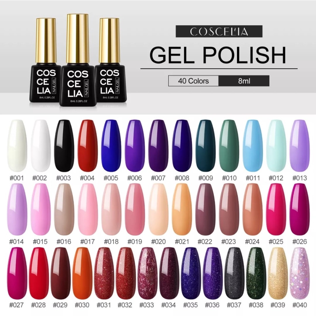 (01-40) COSCELIA Nail Gel Polish UV LED 8 ml / Kutek / Cat Kuku Bagus