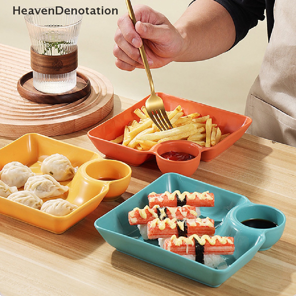 [HeavenDenotation] Piring Pangsit Persegi Besar Dengan gar Space Snack Platter Kreatif Terpisah Divided Tray Peralatan Makan Peralatan Makan Natal HDV