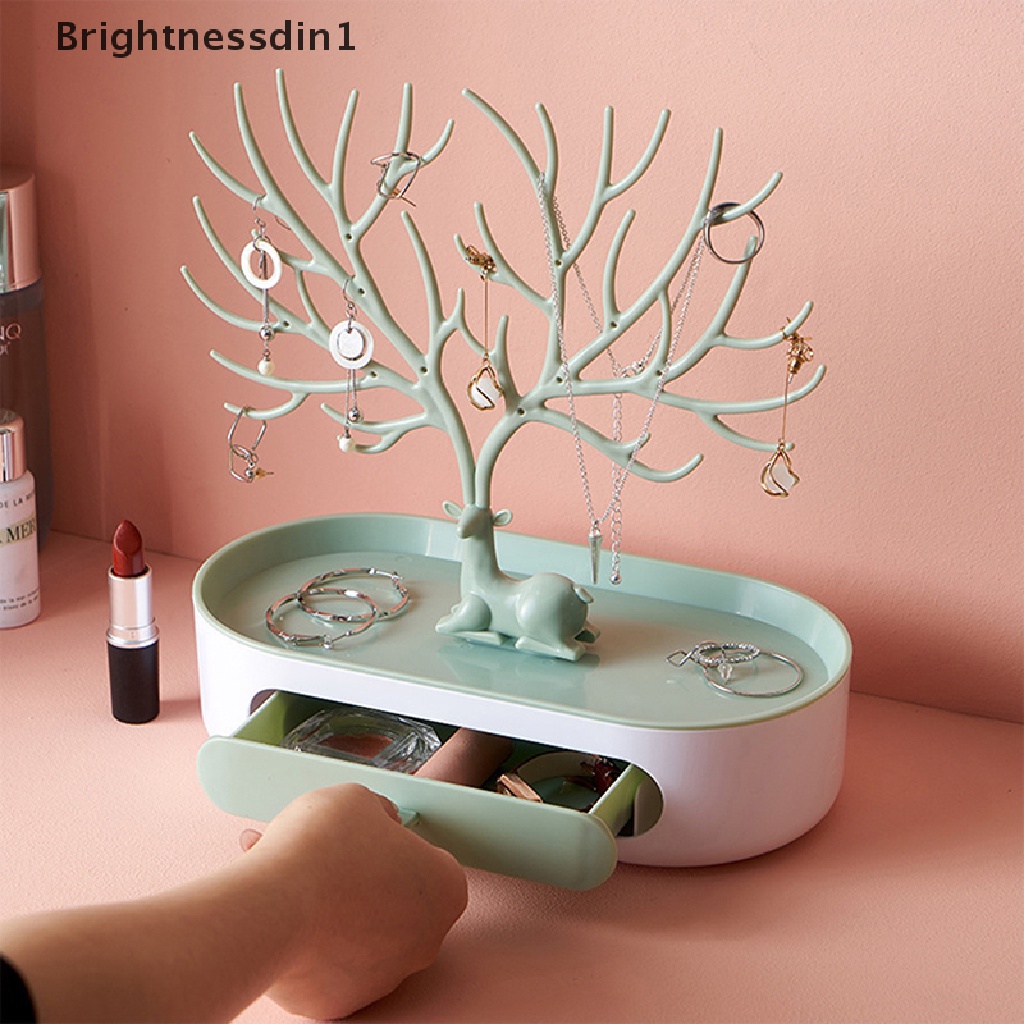 [Brightnessdin1] Deer Anting Kalung Cincin Display Perhiasan Stand Tray Tree Storage Shelves Holder Butik