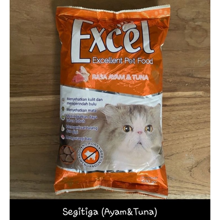 Excel Pakan Kucing 500gram all Varian plus Mangkok Wadah Makanan Kucing Snak Kucing Shaestore15