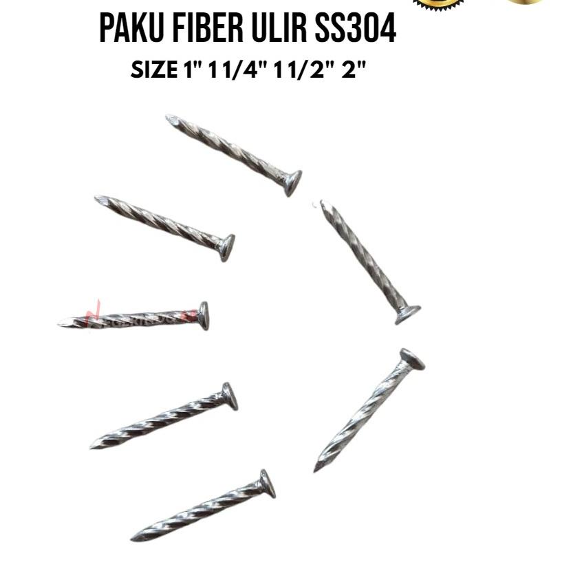 ♝ Paku fiber kapal ss304 1, 1¼, 1½, 2 / paku ulir stainless ss 304 paku ulir paku kayu paku tembok p