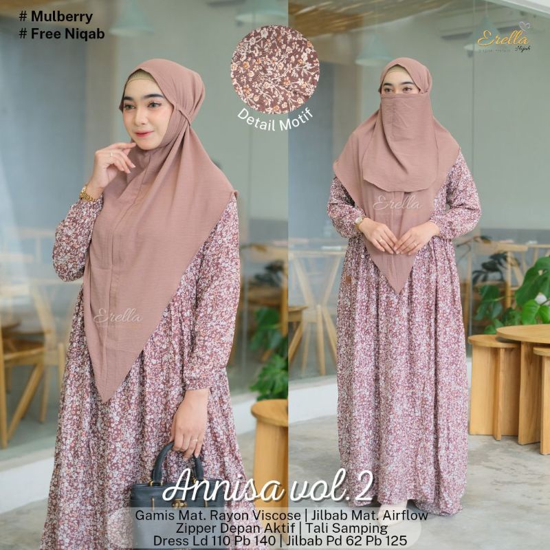 ANNISA Vol.2.3 SYARI SET ORI ERELLA | Set Gamis+Khimar